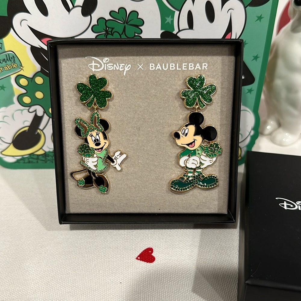 Disney x Baublebar St. Patrick’s Day Mickey Mouse & Minnie Mouse Earrings
